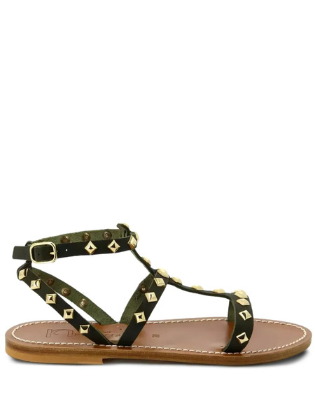 K. Jacques Arelatepyr Studded Flat Sandals - Green 
