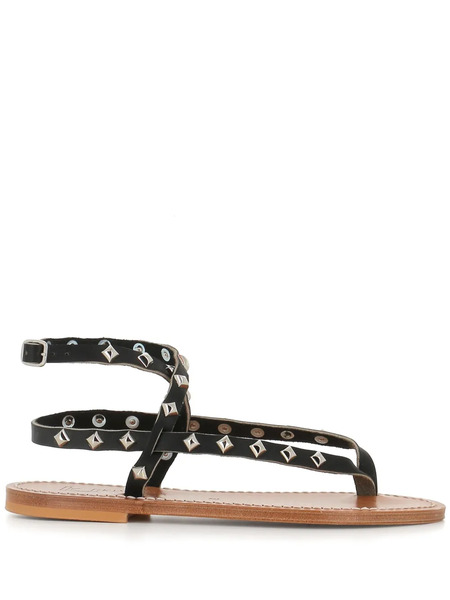  K. Jacques Deltapyr Stud-embellished Flat Sandals - Black 
