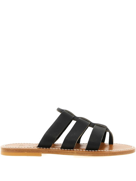  K. Jacques Dolon Leather Three-strap Sandals - Black 