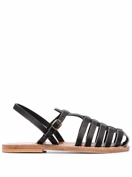  K. Jacques Open-toe Leather Sandals - Black 