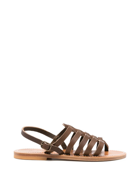  K. Jacques Strappy Flat Sandals - Brown 