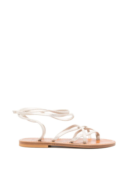  K. Jacques Tie Strappy Flat Sandals - Neutrals 