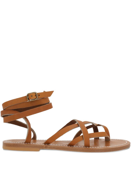  K. Jacques Zenobie Leather Flat Sandals - Brown 