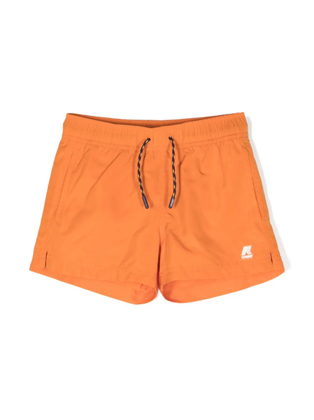  K Way Kids Logo-print Drawstring Swim Shorts - Orange 