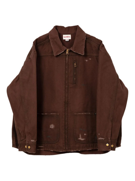  Kamiya Boro Distressed Zip-front Shirt Jacket - Brown 