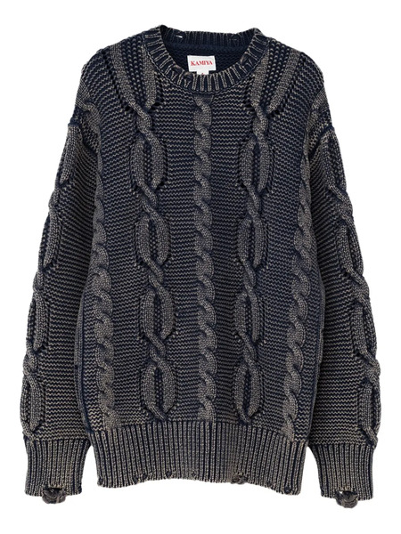  Kamiya Cable-knit Distressed Sweater - Black 