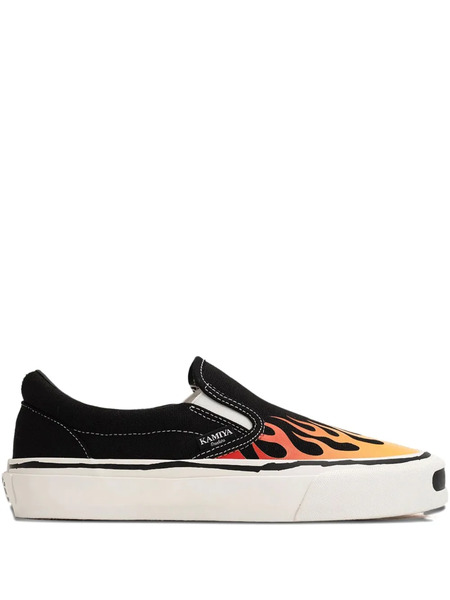  Kamiya Cornell Flame-pattern Slip-on Sneakers - Black 