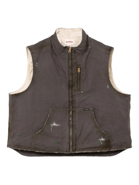  Kamiya Distressed Zip-fastening Vest - Grey 