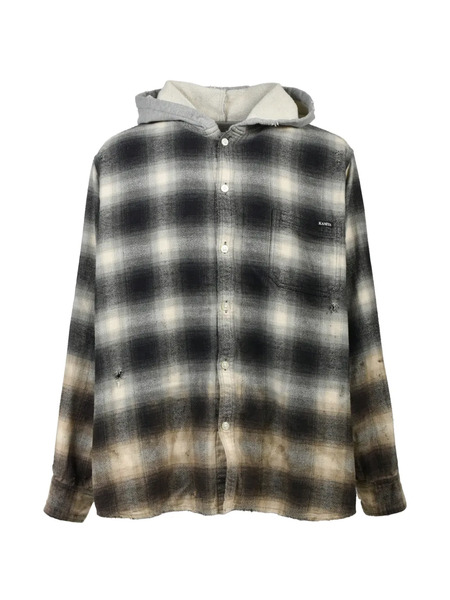  Kamiya Hooded Checked Shirt - Black 
