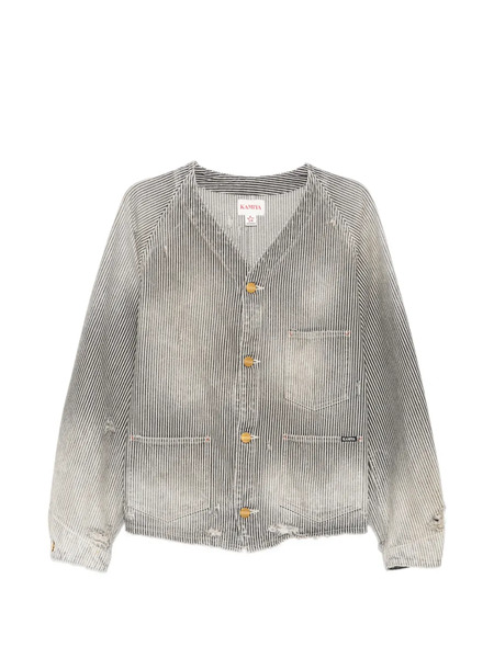  Kamiya Striped Denim Jacket - White 