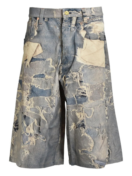  Kamiya Trompe-l'oeil Print Shorts - Blue 
