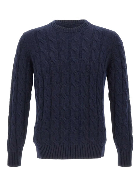  Kangra Cable Knit Crew-neck Sweater - Blue 