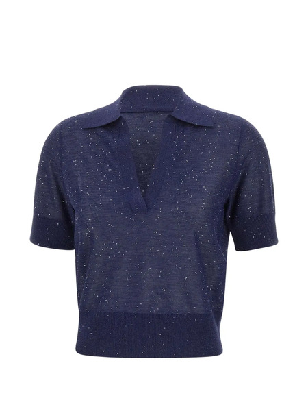  Kangra Sequin V-neck T-shirt - Blue 