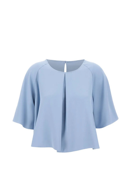  Kaos Pleated Cropped Blouse - Blue 