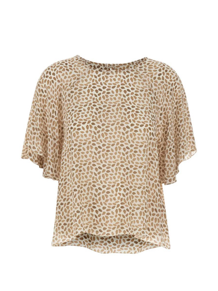  Kaos Printed Round-neck Blouse - Neutrals 