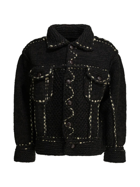  Kapital Button Trim Wool Cardigan - Black 