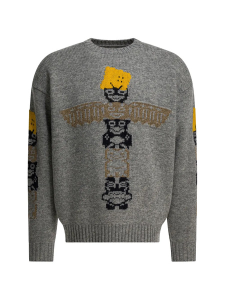  Kapital Graphic Crew Neck Sweater - Grey 