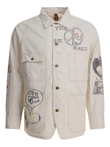  Kapital Graphic-print Cotton Shirt Jacket - Neutrals 