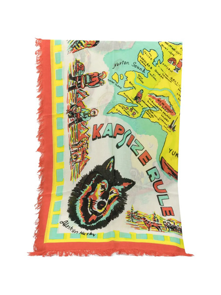  Kapital Print Frayed Scarf - White 