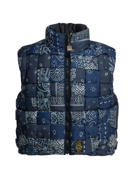 Kapital Quilted Patchwork Gilet - Blue 