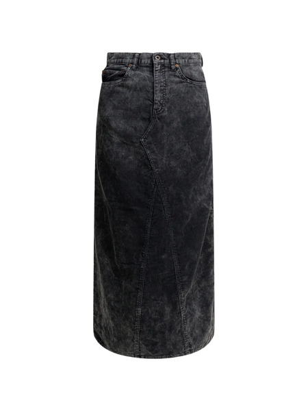  Kapital Seam Detail Midi Skirt - Black 