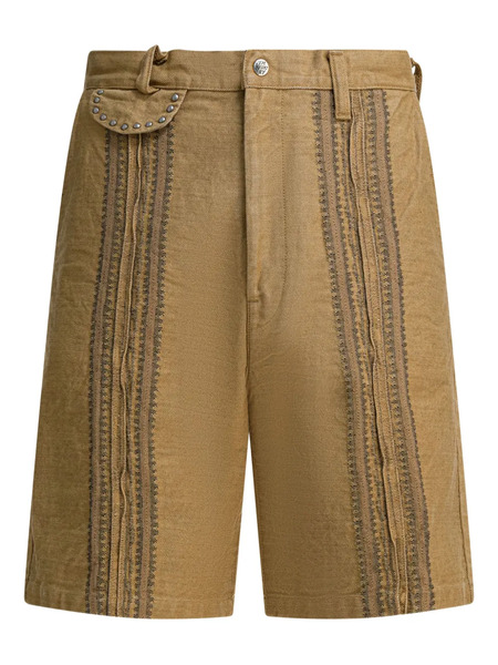  Kapital Studded Panel Shorts - Neutrals 