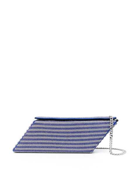  Kara Crystal Mesh Parallelogram Clutch Bag - Blue 