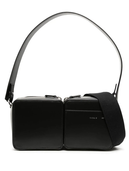  Kara Leather Shoulder Bag - Black 