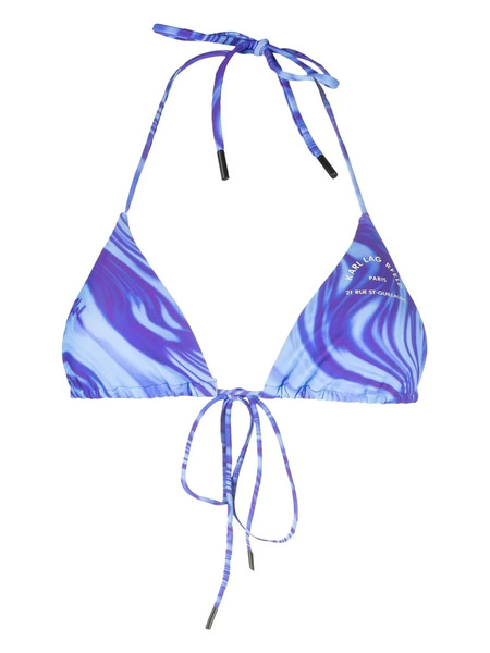  Karl Lagerfeld Abstract-print String Bikini Top - Blue 