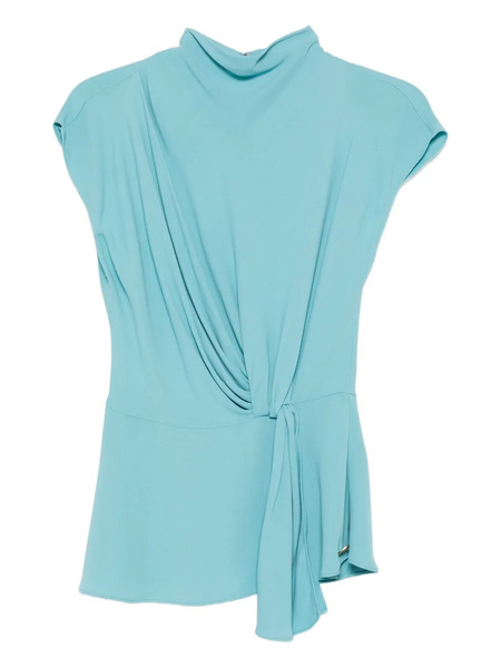  Karl Lagerfeld Asymmetric Draped Top - Blue 
