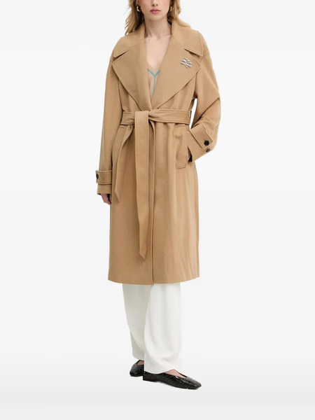  Karl Lagerfeld Belted Logo-plaque Coat - Neutrals 