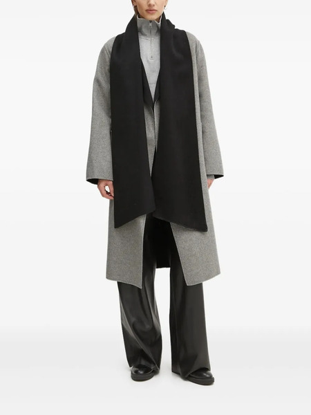  Karl Lagerfeld Belted Two-tone Wool-blend Coat - Black 