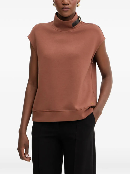  Karl Lagerfeld Buckle High-neck Top - Brown 