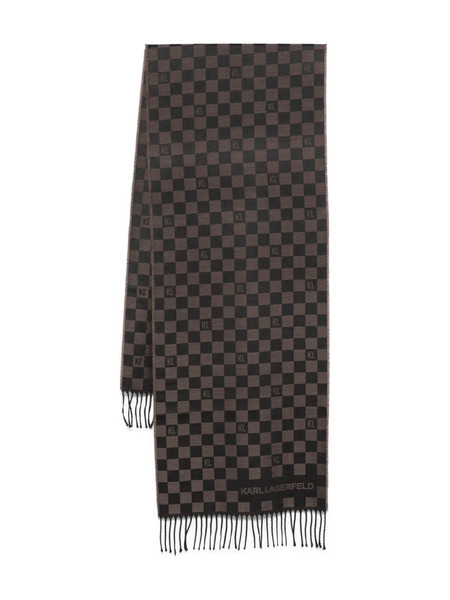  Karl Lagerfeld Checked Fringed-edges Scarf - Brown 