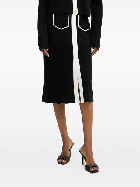  Karl Lagerfeld Contrast-piping Midi Skirt - Black 