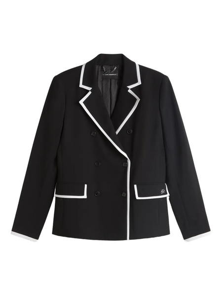  Karl Lagerfeld Double-breasted Trim Coat - Black 