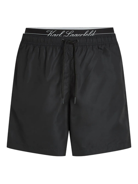  Karl Lagerfeld Double-waistband Swim Shorts - Black 