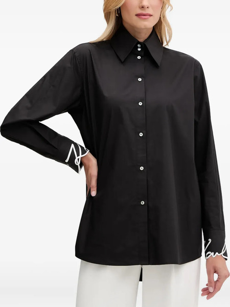  Karl Lagerfeld Embroidered-cuff Shirt - Black 