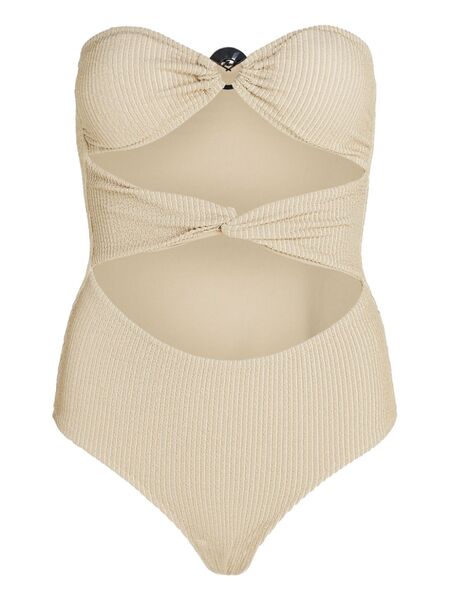  Karl Lagerfeld Fan Charm Strapless Lurex Swimsuit - Neutrals 