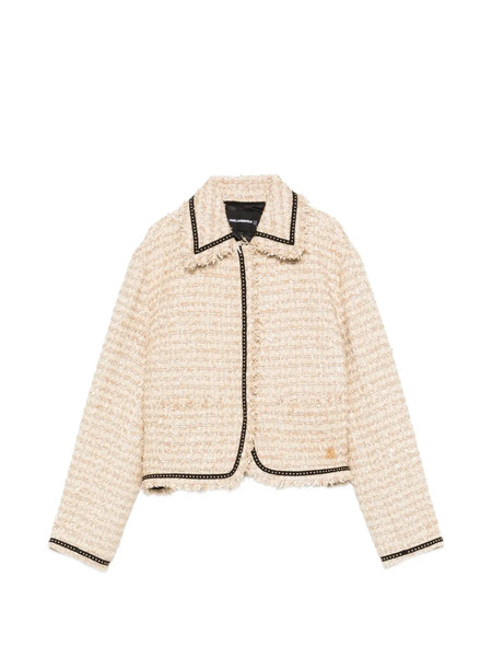  Karl Lagerfeld Frayed-trim Jacket - Neutrals 