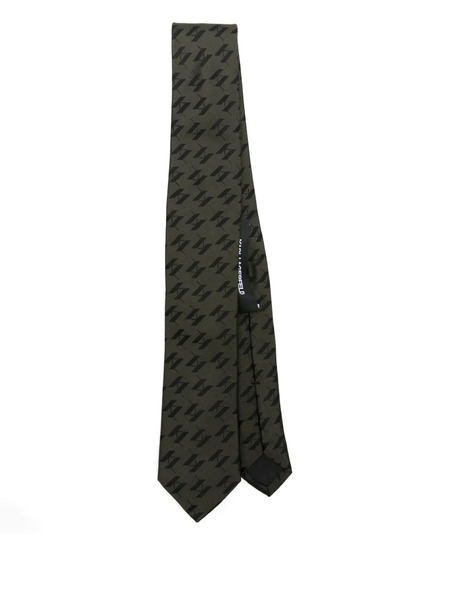  Karl Lagerfeld Geometric-pattern Silk Tie - Green 