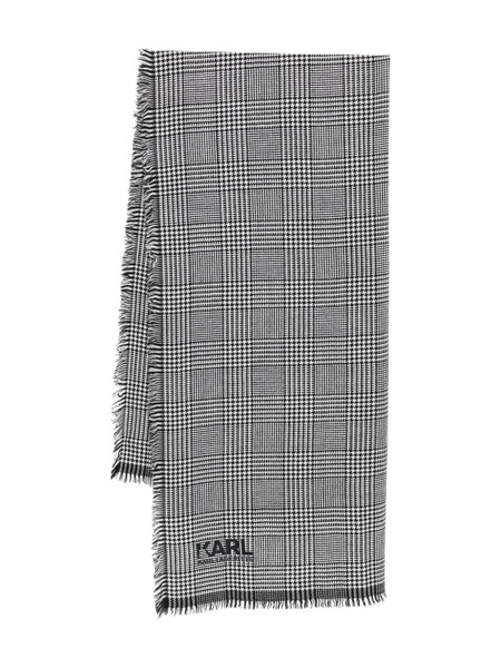  Karl Lagerfeld Houndstooth-check Wool Scarf - Black 