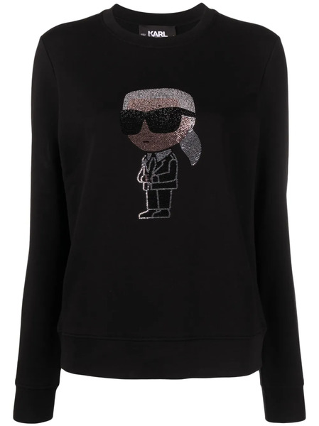  Karl Lagerfeld Ikon 2.0 Embellished Cotton Sweatshirt - Black 