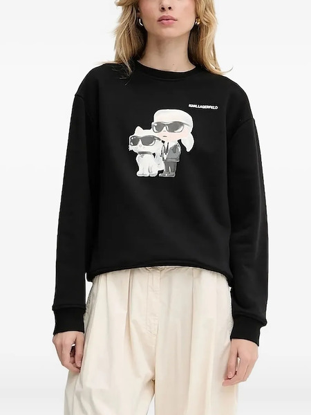  Karl Lagerfeld Ikon Karl & Choupette-print Sweatshirt - Black 