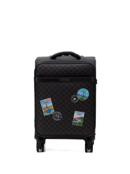  Karl Lagerfeld Ikon Monogram Suitcase - Brown 