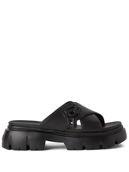 Karl Lagerfeld Ikon Nft Krosstrap Leather Mules - Black 