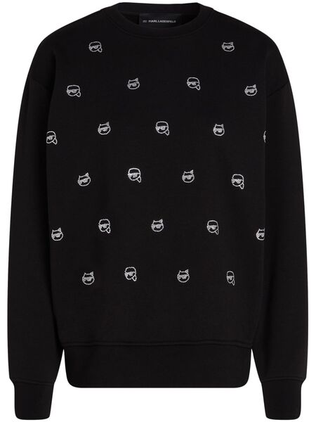  Karl Lagerfeld Ikon Rhinestone-embellished Sweatshirt - Black 