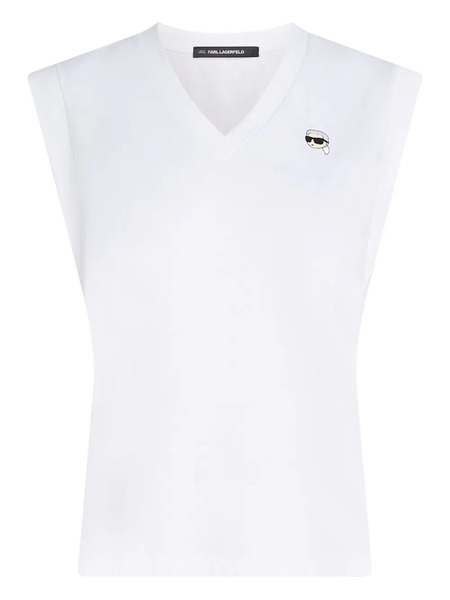  Karl Lagerfeld Ikon V-neck Tank Top - White 