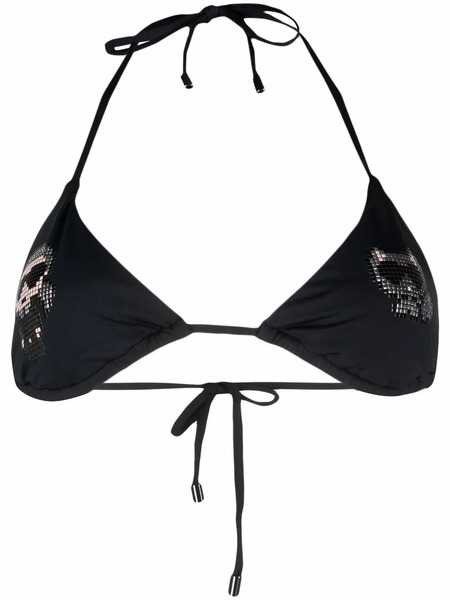  Karl Lagerfeld Ikonik Rhinestone-embellished Bikini Top - Black 