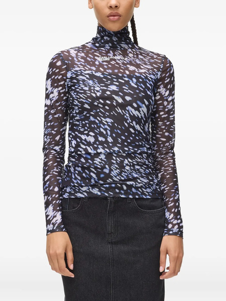  Karl Lagerfeld Jeans All-over-print Mesh Top - Black 